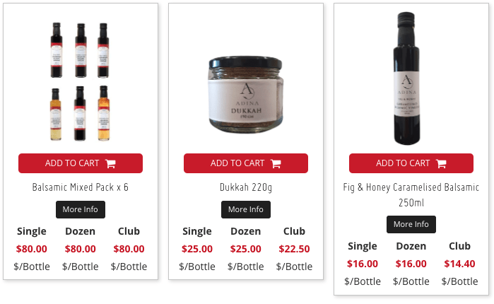 Examples of our condiments that can be found at our online store.